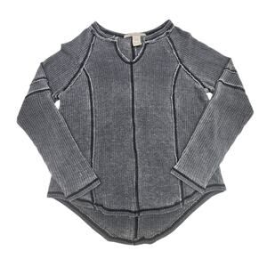 American Rag Termal Shirt Pullover Gray Ranglan Sleeve Womens Size Medium